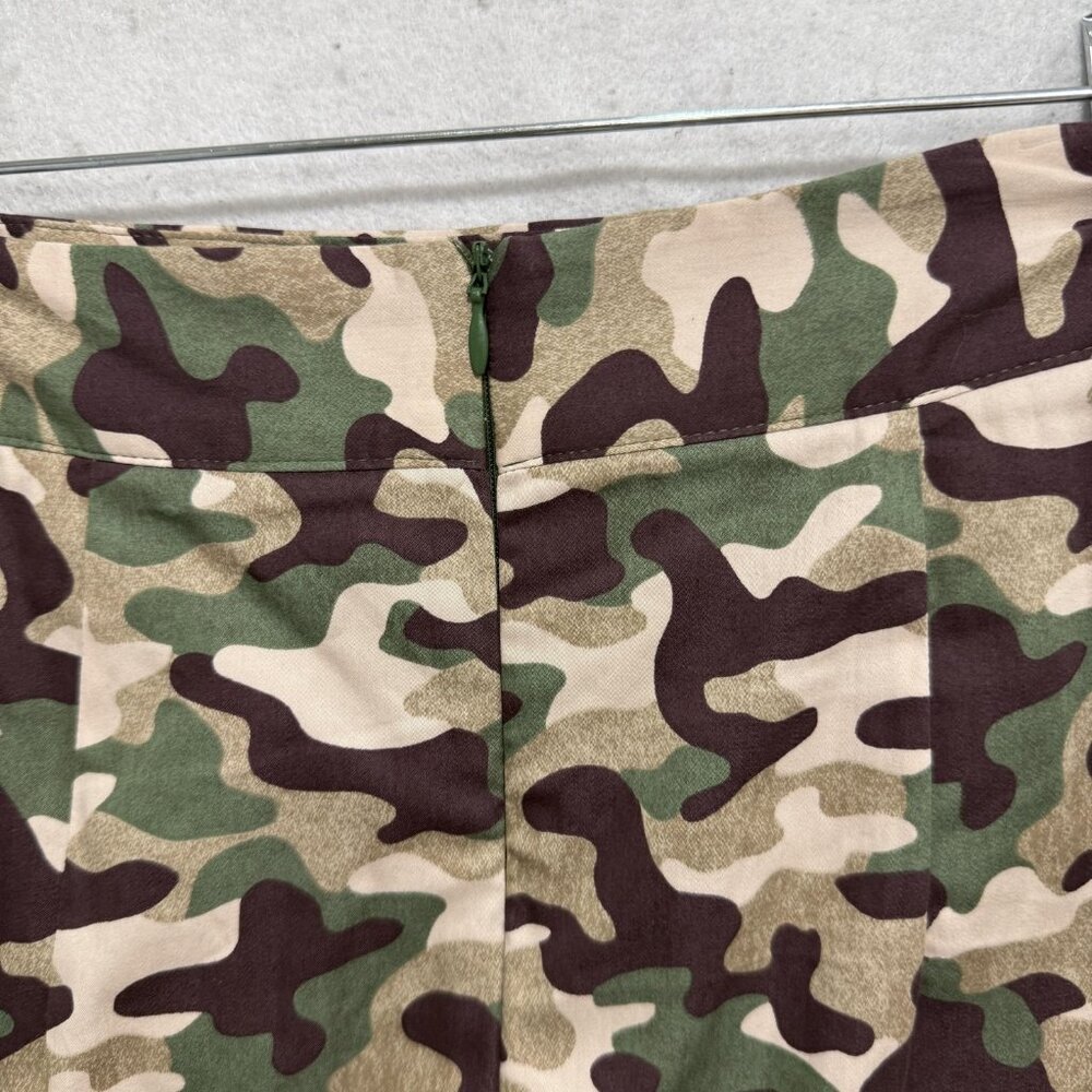 Zara Camo Shirt Skirt Set Womens XS Green Camouflage 2 Piece Military Utility - Picture 13 of 16